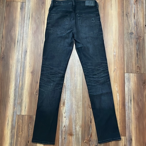 Men’s American Eagle Slim Cut Black Distressed Bandana Patch Jeans Size 28/32 - Picture 3 of 4